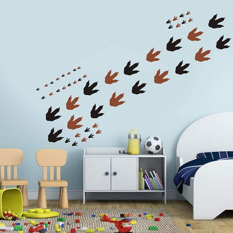 Easma Dinosaur Footprints Wall Decals (56pcs) 4 Size Dinosaur Tracks Decals Dinosaur Decor Baby Nursery Decals Removable Peel and Stick Vinyl Decals for Boy Bedroom Decorations - Image 5